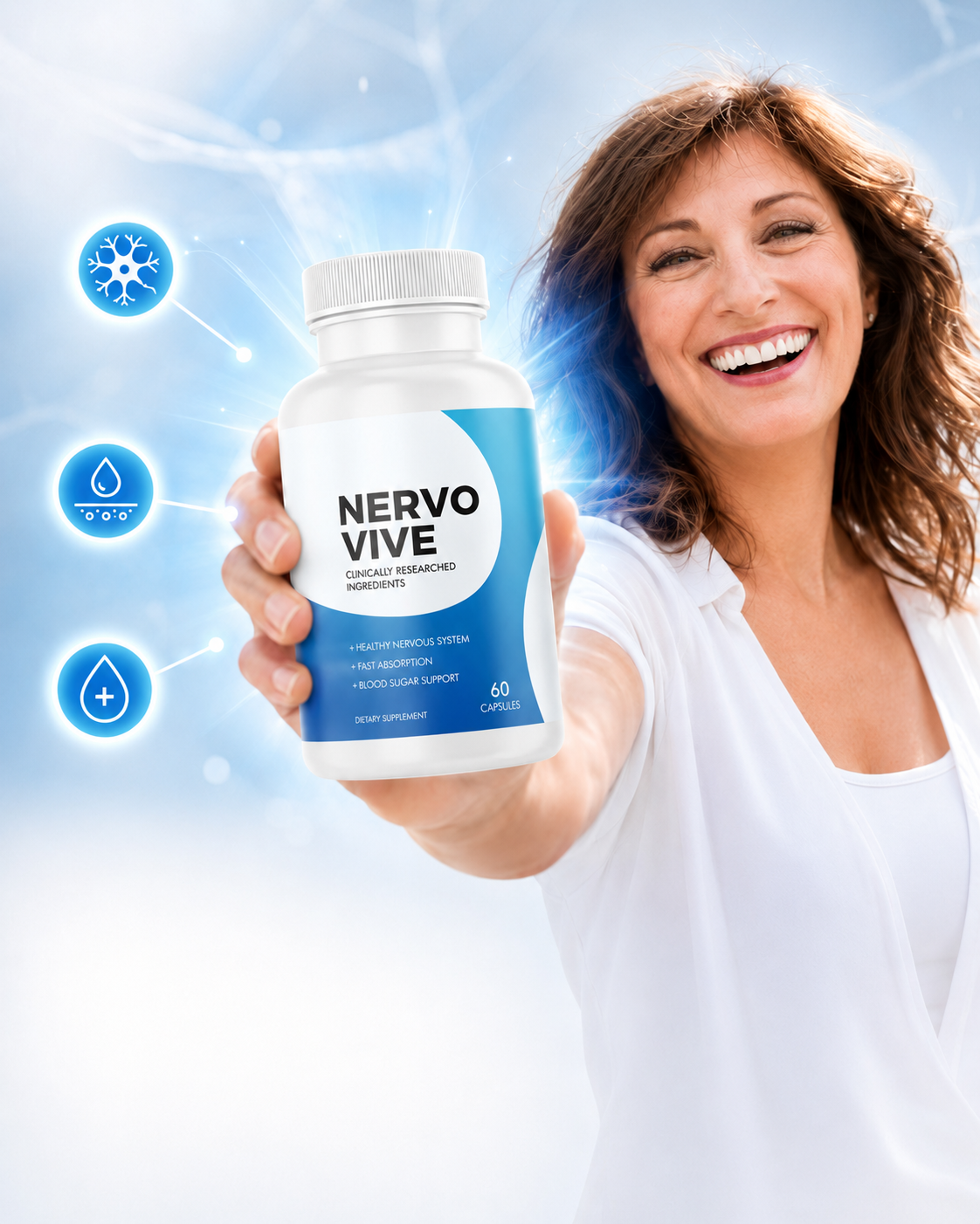 Nervovive supplement bottle for nerve support